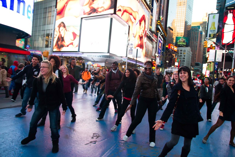 A commissioned Kinesis Project Flashmob in the heart of Times Square. Photo AA© Tali Blankfeld.